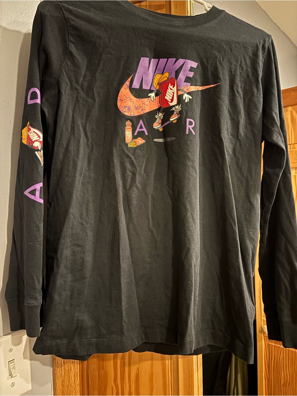 Nike Black Long Sleeve Tee with Purple and Orange Graphic